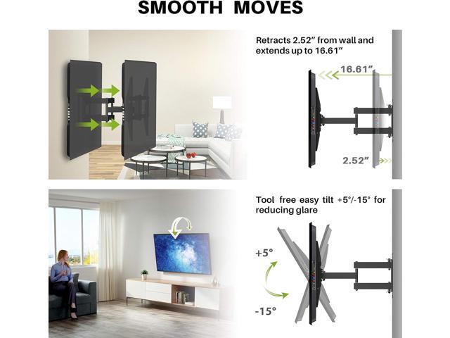 Full Motion TV Wall Mount for Most 37-86 inch TV, Swivel and Tilt Mount with Dual Articulating Arms Up to 132lbs, VESA 600x400mm, 16' Wood Studs,...