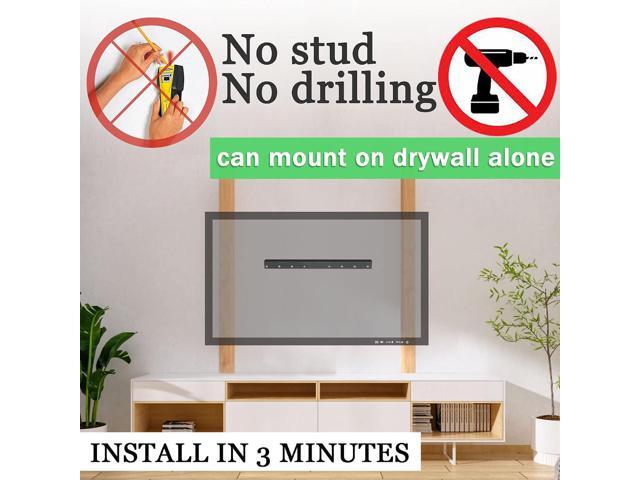 No Stud TV Wall Mount, Drywall Studless TV Hanger No Damage, No Drill, Non Screws, Dry Wall Flat Screen TVs Easy Install Bar Bracket fits VESA...