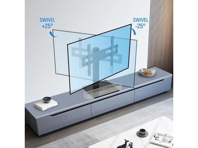 MOUNTUP Universal TV Stand, Table Top TV Stands for 37 to 65, 70, 75 Inch Flat Screen TVs, Height Adjustable, Tilt, Swivel TV Mount with Tempered...