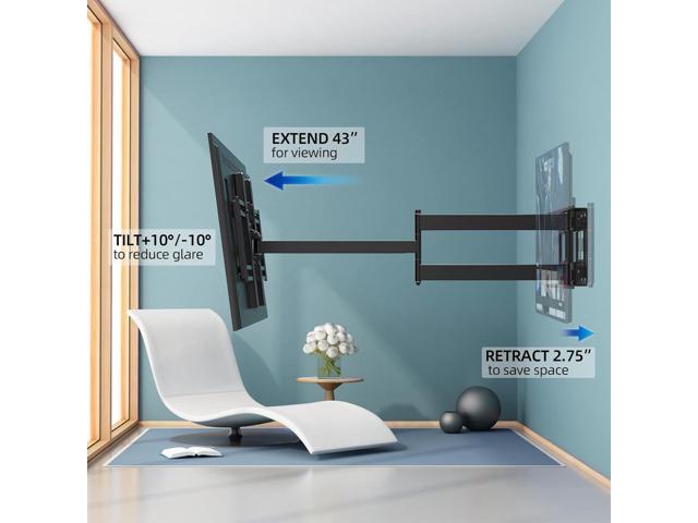 Long Arm TV Wall Mount for 42-80 inch TVs, Full Motion with 43 inch Extension Articulating Arms, Swivel and Tilt TV Bracket, Holds up to 110 lbs,...