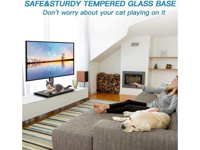 PERLESMITH Swivel Universal TV Stand Mount for 32-80 Inch LCD OLED Flat/Curved Screen TVs up to 99lbs-Height Adjustable Table Top TV Stand/Base...