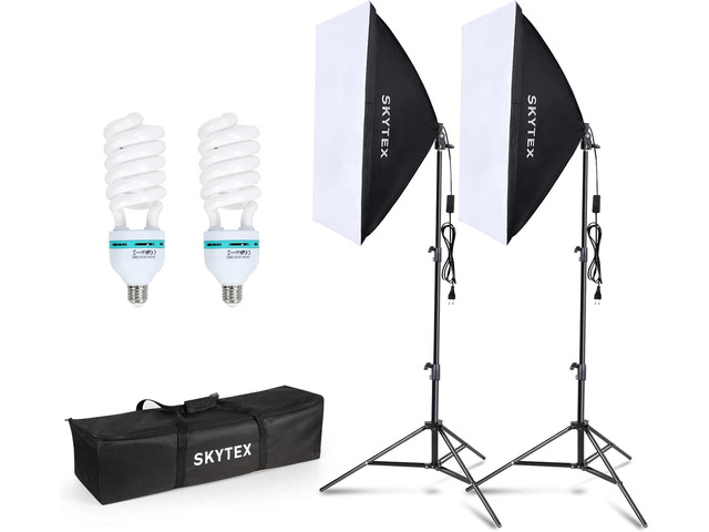 Skytex Softbox Lighting Kit 2Pack, 20x28in Soft Box 135W 5500K E27 CFLBulb Continuous Photography Lighting, Photo Studio Lights Equipment for...