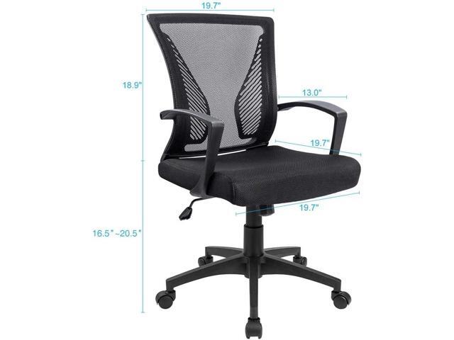 Furmax Office Chair Ergonomic Computer Desk Mesh Chair Mid Back Swivel Lumbar Support with Armrest (1, Black)