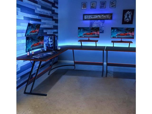 Homall L Shaped Gaming Desk Computer Corner Desk PC Gaming Desk Table with Large Monitor Riser Stand for Home Office Sturdy Writing Workstation...