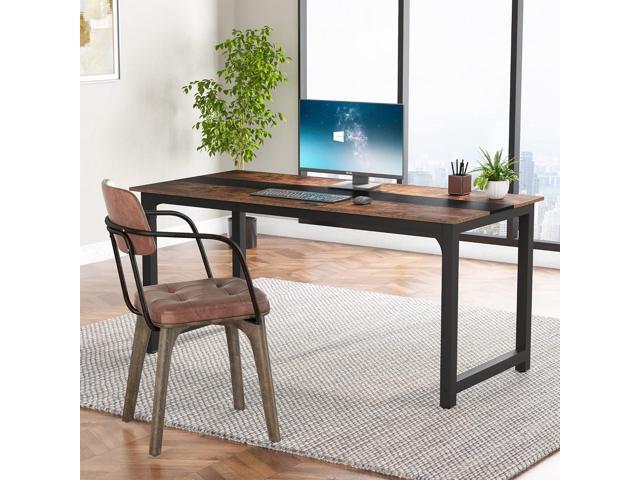 Tribesigns Modern Computer Desk, 70.8 x 31.5 inch Large Office Desk Computer Table Study Writing Desk Workstation for Home Office, Rustic/Black