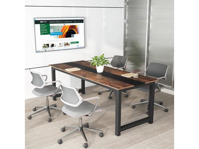 Tribesigns Modern Computer Desk, 70.8 x 31.5 inch Large Office Desk Computer Table Study Writing Desk Workstation for Home Office, Rustic/Black