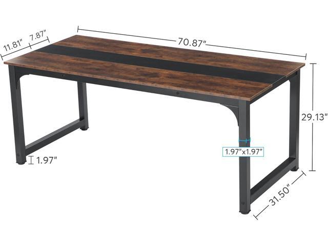 Tribesigns Modern Computer Desk, 70.8 x 31.5 inch Large Office Desk Computer Table Study Writing Desk Workstation for Home Office, Rustic/Black