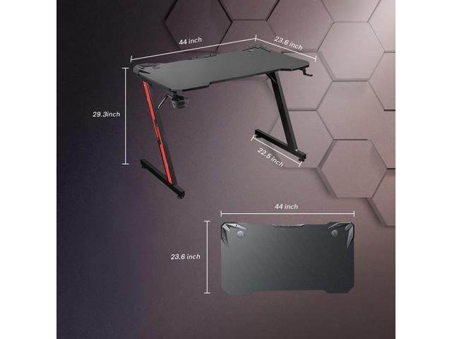 Homall Gaming Desk, Computer Desk with Carbon Fiber Surface, Gaming Table Z Shaped PC Gaming Workstation Home Office Desks with Cup Holder and...