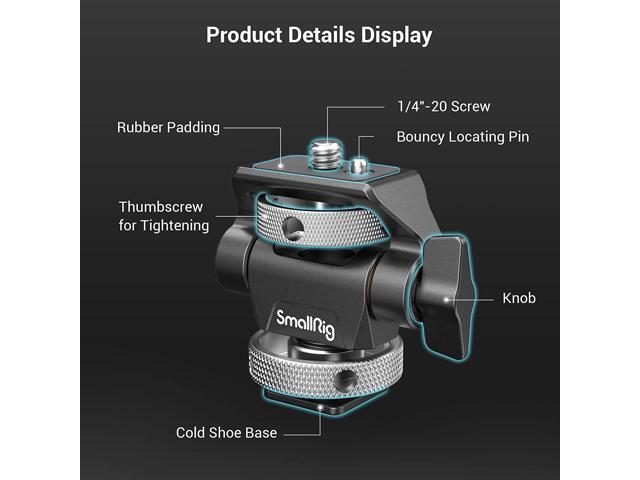 SmallRig Swivel and Tilt Monitor Mount Adjustable Monitor Holder with Bouncy Locating Pins and Cold Shoe Mount for 5' and 7' Monitors - 2905B