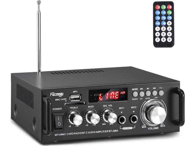 Facmogu 298A Max 300Wx2 Wireless Bluetooth 5.0 Stereo Audio Amplifier, RMS 40Wx2 Power Amp 2 Channel Stereo Receiver for Home Theater Speakers,...