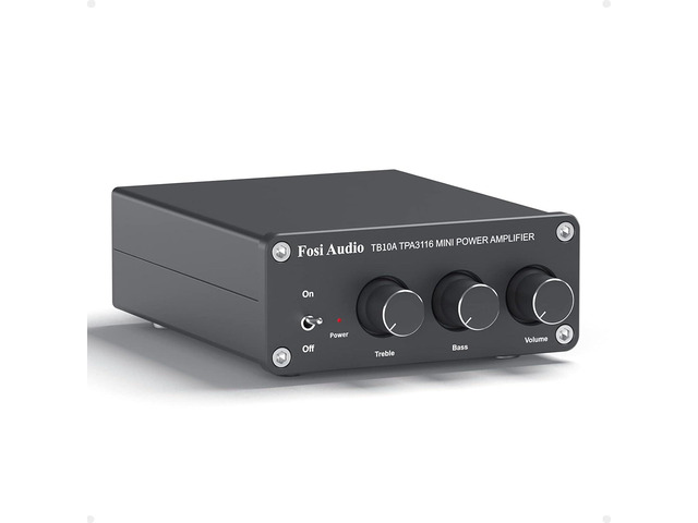 Fosi Audio TB10A 2 Channel Stereo Audio Amplifier Receiver Mini Hi-Fi Class D Integrated Amp 2.0CH for Home Speakers 100W x 2 with Bass and Treble...