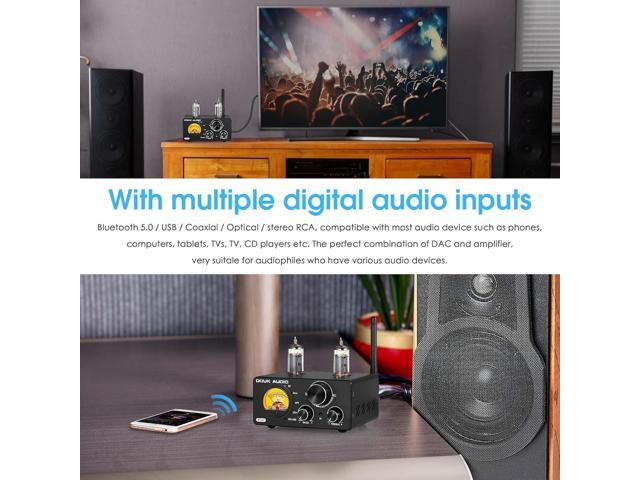 Douk Audio ST-01 200W Bluetooth Amplifier, 2 Channel Vacuum Tube Power Amp with USB DAC/Coaxial Optical Inputs/VU Meter/Treble Bass Control for...