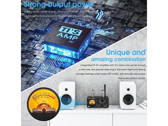 Douk Audio ST-01 200W Bluetooth Amplifier, 2 Channel Vacuum Tube Power Amp with USB DAC/Coaxial Optical Inputs/VU Meter/Treble Bass Control for...