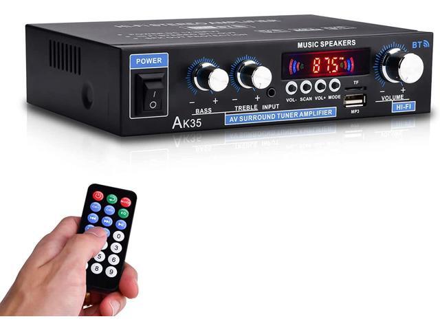 Stereo Audio Amplifier Receiver, 200W Home Dual Channel Bluetooth 5.0 Sound Speaker AMP, Sound Receiver FM Radio, USB, SD Card, with Remote Control.
