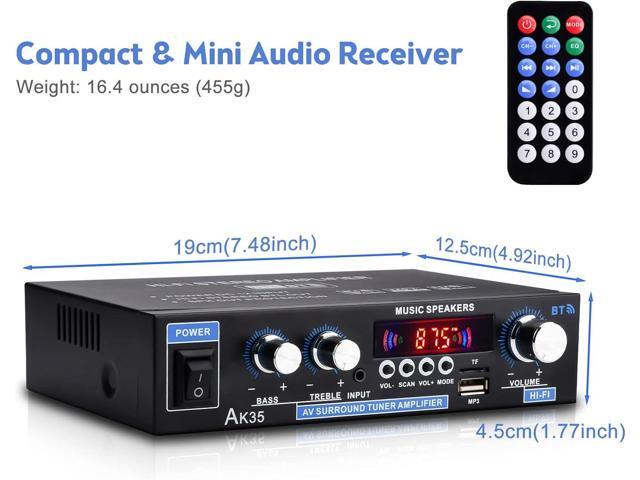 Daakro AK35 200W Dual Channel Bluetooth 5.0 Stereo Audio Amplifier Receiver, with USB, SD Card Input, Bass & Treble Control, Wide Compatibility