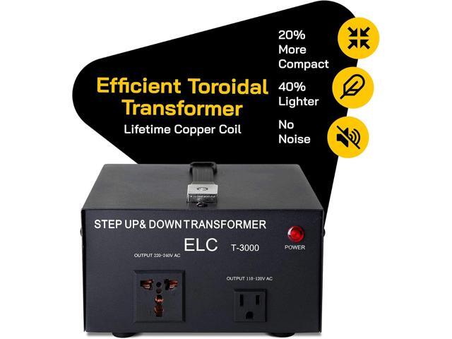 ELC T Series 3000+ Watt Voltage Converter Transformer - Step Up/Down - 110v to 220v / 220v to 110v Power Converter - Circuit Breaker Protection, CE...