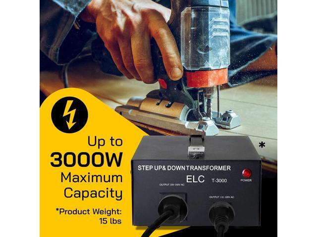 ELC T Series 3000+ Watt Voltage Converter Transformer - Step Up/Down - 110v to 220v / 220v to 110v Power Converter - Circuit Breaker Protection, CE...