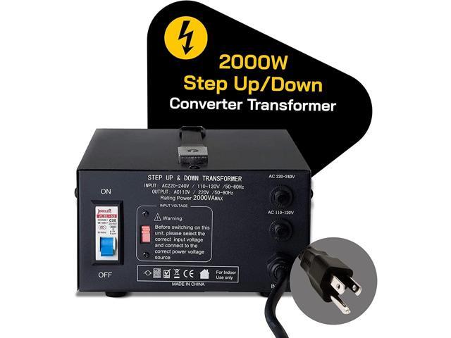 T Series 2000+ Watt Voltage Converter Transformer - Step Up/Down - 110v to 220v / 220v to 110v Power Converter - Circuit Breaker Protection, CE...