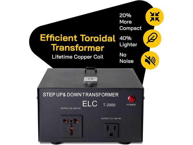 T Series 2000+ Watt Voltage Converter Transformer - Step Up/Down - 110v to 220v / 220v to 110v Power Converter - Circuit Breaker Protection, CE...