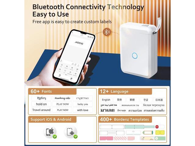 Label Maker Machine with Tape, D110 Portable Bluetooth Label Printer for Storage, Shipping, Barcode, Mailing, Office, Home, Organizing, Sticker...