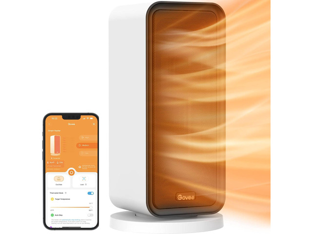 Govee Space Heater, Smart Electric Space Heater with Thermostat, Wi-Fi & Bluetooth App Control, Works with Alexa & Google Assistant, 1500W Ceramic...