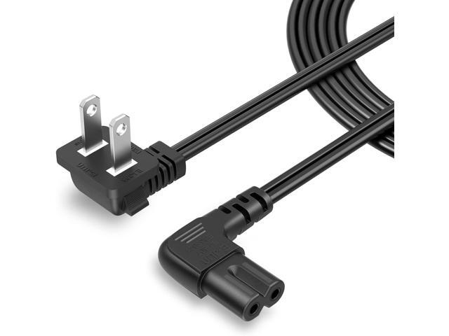 CableCreation 10 Feet 18 AWG Angled 2-Slot Non-Polarized Angle Power Cord for Samsung TV LG TCL Replacement (IEC320 C7 to Nema 1-15P), 3M