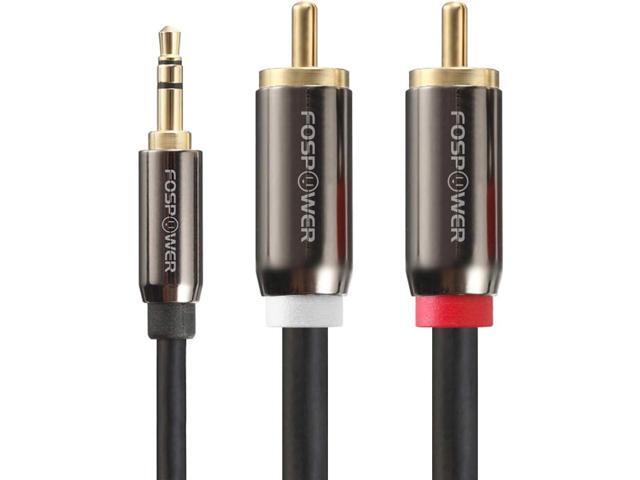 3.5mm to RCA Cable (25FT), FosPower RCA Audio Cable 24K Gold Plated Male to Male Stereo Aux Cord [Left/Right] Y Splitter Adapter Step Down Design