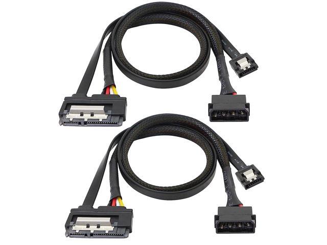 SATA 6G Data Cable, SATA Power 2-in-1 Extension Cord, LP4 IDE 4 pin to SATA 15P Female with Serial ATA III 7 Pin Female for HDD, SSD, Optical...