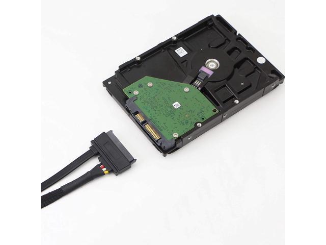 SATA 6G Data Cable, SATA Power 2-in-1 Extension Cord, LP4 IDE 4 pin to SATA 15P Female with Serial ATA III 7 Pin Female for HDD, SSD, Optical...