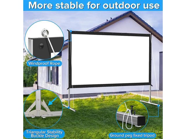 Projector Screen and Stand,JWSIT 120 inch Outdoor Movie Screen-Upgraded 3 Layers PVC 16:9 Outdoor Projector Screen,Portable Video Projection Screen...