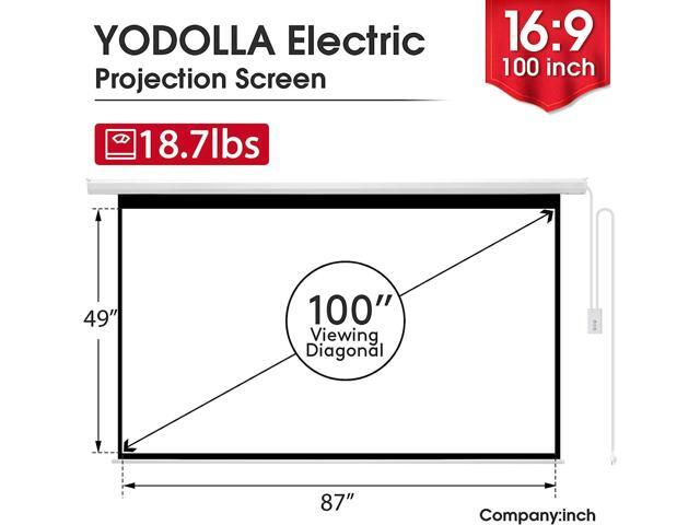 YODOLLA 100inch Motorized Projection Screen, 16:9 4K 3D HD Electric Projector Screen, Wall/Ceiling Mounted White Projection Screen with Two Remote...