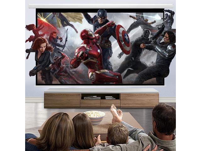 YODOLLA 100inch Motorized Projection Screen, 16:9 4K 3D HD Electric Projector Screen, Wall/Ceiling Mounted White Projection Screen with Two Remote...