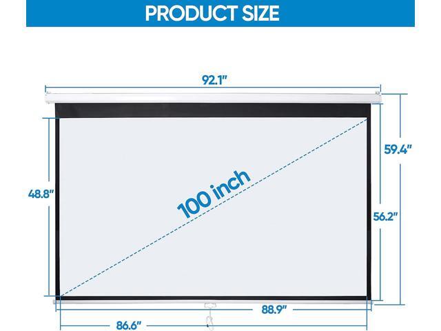 SUPER DEAL 100'' 16:9 HD Projection Screen Foldable Anti-Crease Portable Projector Movie Screen Manual Pull Down for Home Theater Presentation...
