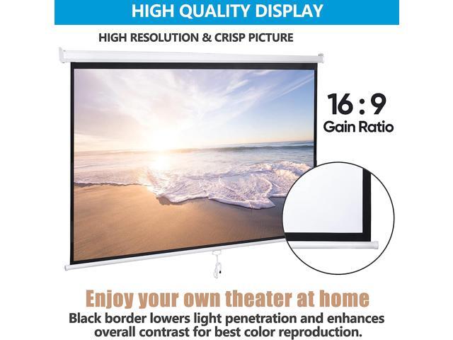 SUPER DEAL 100'' 16:9 HD Projection Screen Foldable Anti-Crease Portable Projector Movie Screen Manual Pull Down for Home Theater Presentation...