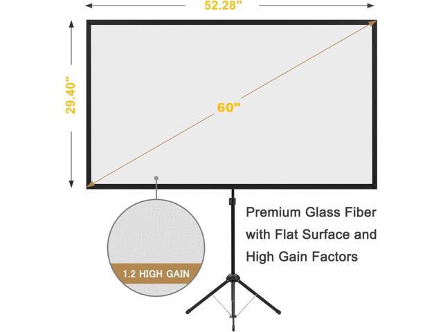 Projector Screen with Stand, 60 Inch Outdoor Projector Screen 16:9 and Stand, Portable Projector Screen with Aluminium Frame, Lightweight and...