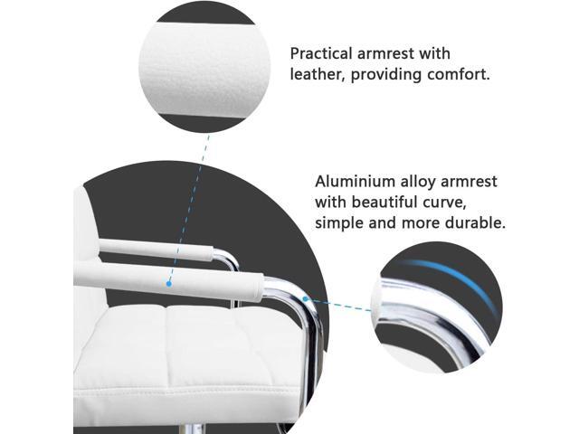 JUMMICO Desk Modern Office Chair with Wheels Vanity Chair PU Leather Mid-Back Rolling Cute for Office, Teen, and Bedroom Desks (White)