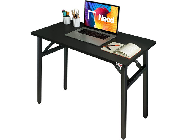 Small Computer Desk 31.5 in Folding Home Office Table Black
