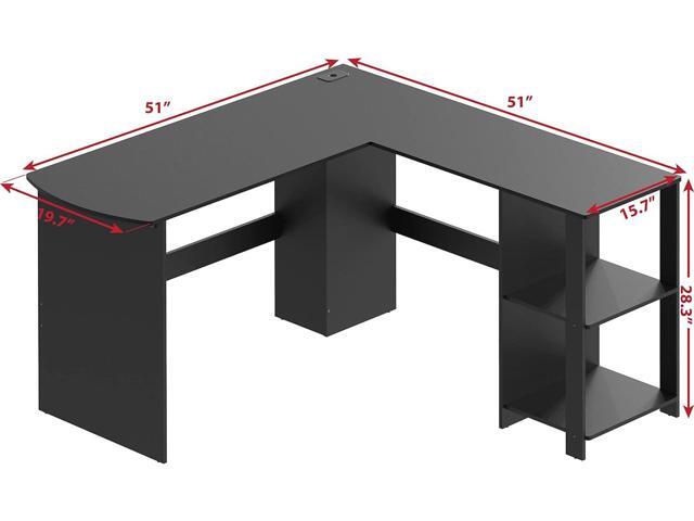 SHW L-Shaped Home Office Wood Corner Desk, Black