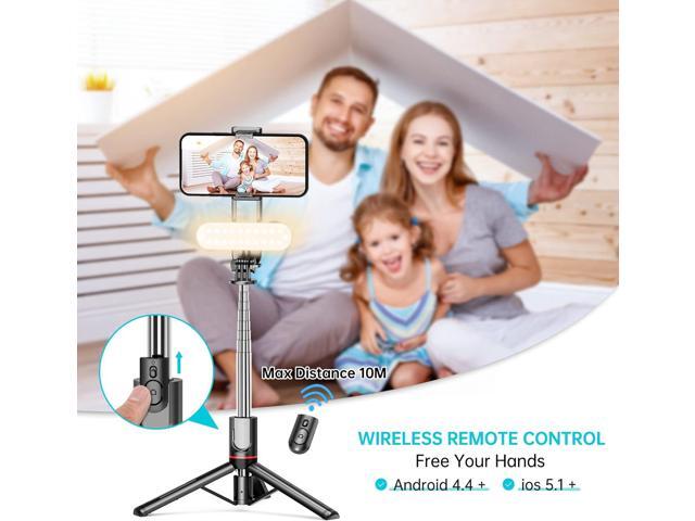 Stable Selfie Stick Tripod with Fill Light, 44 Inch Extendable Selfie Stick with Wireless Remote and Tripod Stand 360 Rotation for iPhone...