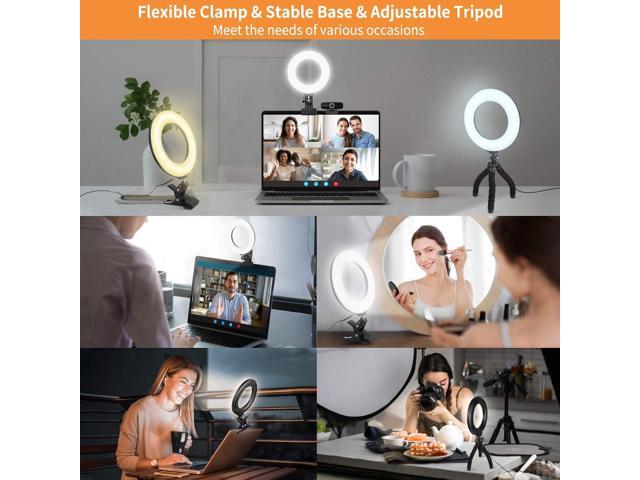 Video Conference Lighting Kit, Ring Light Clip on Laptop Monitor with 5 Dimmable Color & 5 Brightness Level for Webcam Lighting/Zoom...