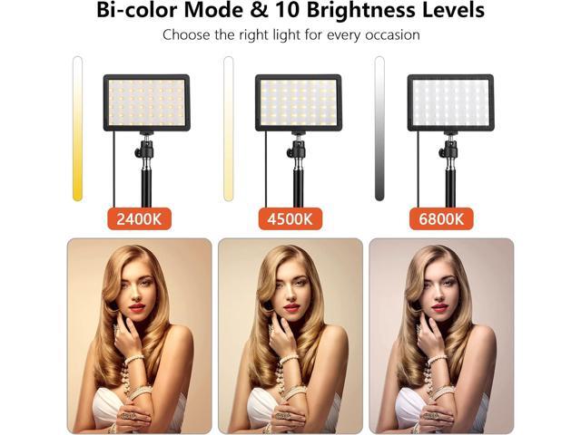 2 Packs LED Video Light Kit with 61.99' Tripod Stand, Dimmable 2400-6800K Photography Lighting for Studio Portraits/YouTube/Zoom Meeting/Live...