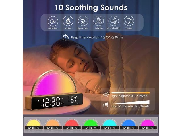 Sunrise Alarm Clock, Wake Up Light Dawn Simulator, Bedside Sun Lamp Multi Color Night Light with USB Charger, Sleep Aid, Loud Alarm Clock for Heavy...