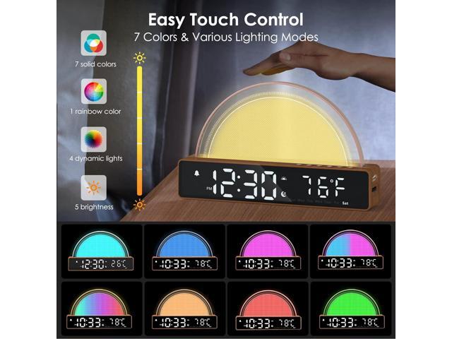 Sunrise Alarm Clock, Wake Up Light Dawn Simulator, Bedside Sun Lamp Multi Color Night Light with USB Charger, Sleep Aid, Loud Alarm Clock for Heavy...
