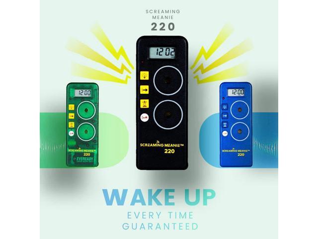 Screaming Meanie 220 Alarm Clock and Timer, Extremely Loud for Deep Sleepers, Multi-Purpose Clock, 3 Sound Levels (with 9v Battery Included) - Blue
