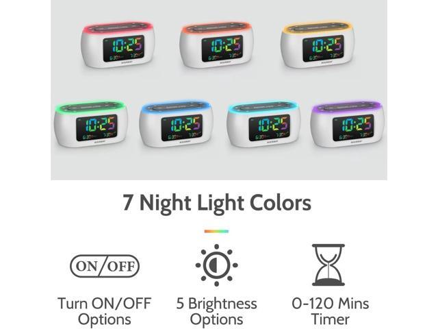 HOUSBAY Glow Small Colorful Alarm Clock Radio with Rainbow Digit, 7 Color Night Light with ON/Off Options, Dual Alarm, Dimmer, FM Radio with...