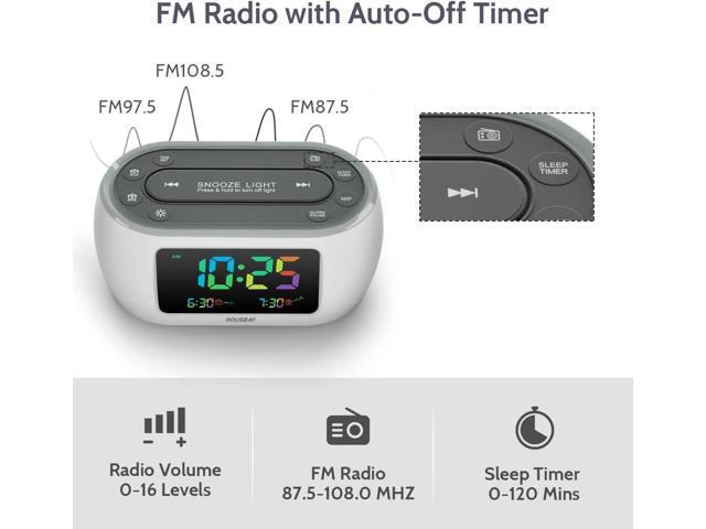 HOUSBAY Glow Small Colorful Alarm Clock Radio with Rainbow Digit, 7 Color Night Light with ON/Off Options, Dual Alarm, Dimmer, FM Radio with...