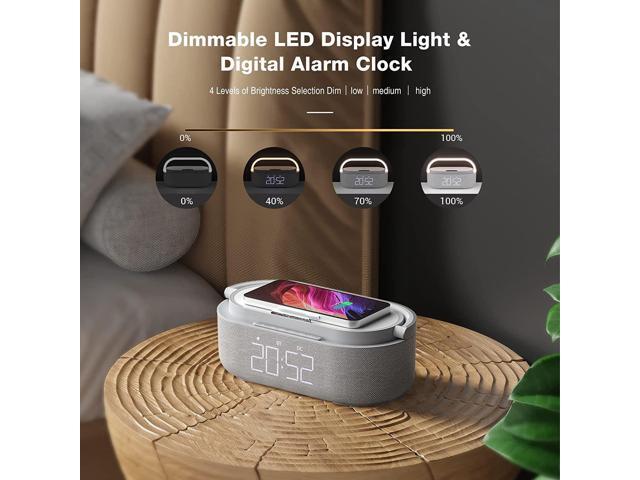2023 Newest Bluetooth Speaker with Digital Alarm Clock, Wireless Charger, FM Clock Radio, Adjustable LED Night Light, Dual Wireless...