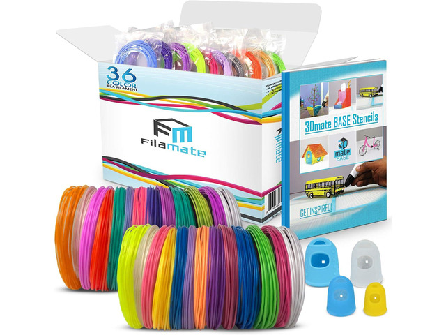 3D Pen Filament - 1.75mm PLA Plastic - 3D Pen Refills with Stencils - 360 Feet of Assorted Filament: 0.02mm Tolerance for 3D Drawing (3D Pen Not...