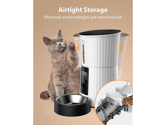 Timed Automatic Cat Feeders - 4L Programable Dry Food Dispenser for Cats and Small Medium Dogs 6 Meals with Desiccant Bag Dual Power Supply 10S...