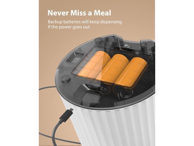 Timed Automatic Cat Feeders - 4L Programable Dry Food Dispenser for Cats and Small Medium Dogs 6 Meals with Desiccant Bag Dual Power Supply 10S...
